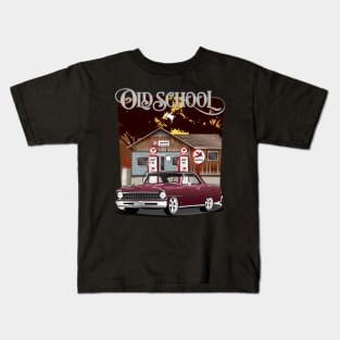 1967 Madeira Maroon Chevrolet Nova Old School Print Kids T-Shirt